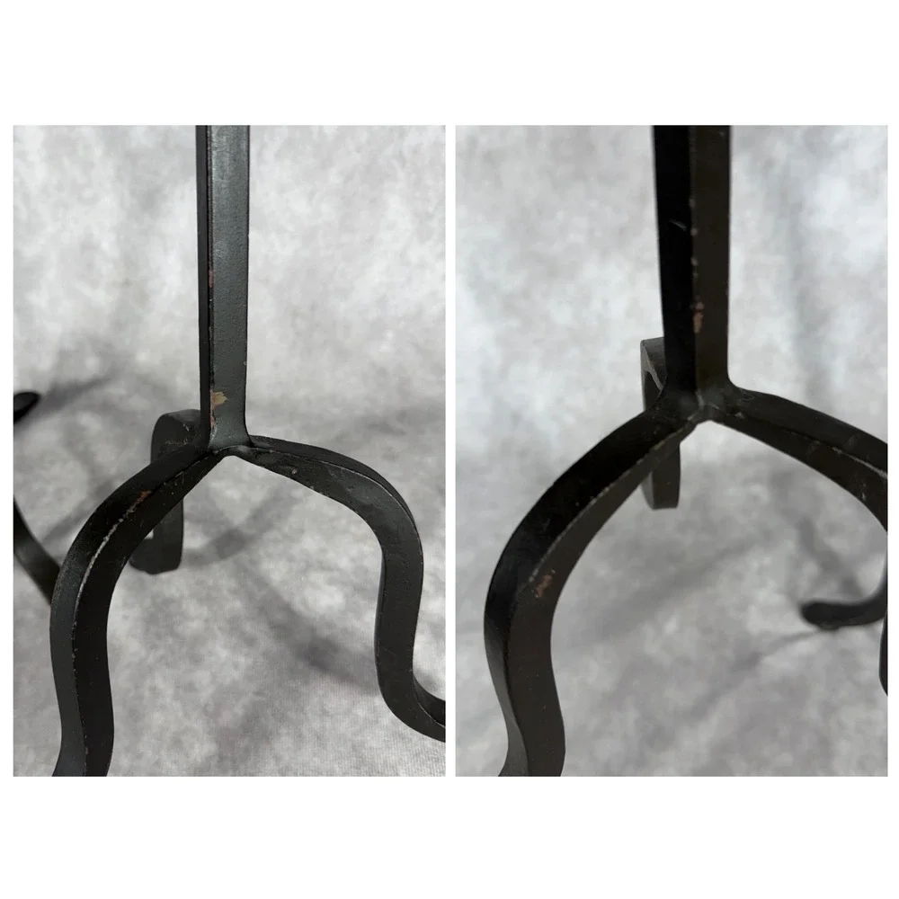 Vtg Pier 1 Imports Wrought Iron Twisted Basket Candle Holders Pair 18